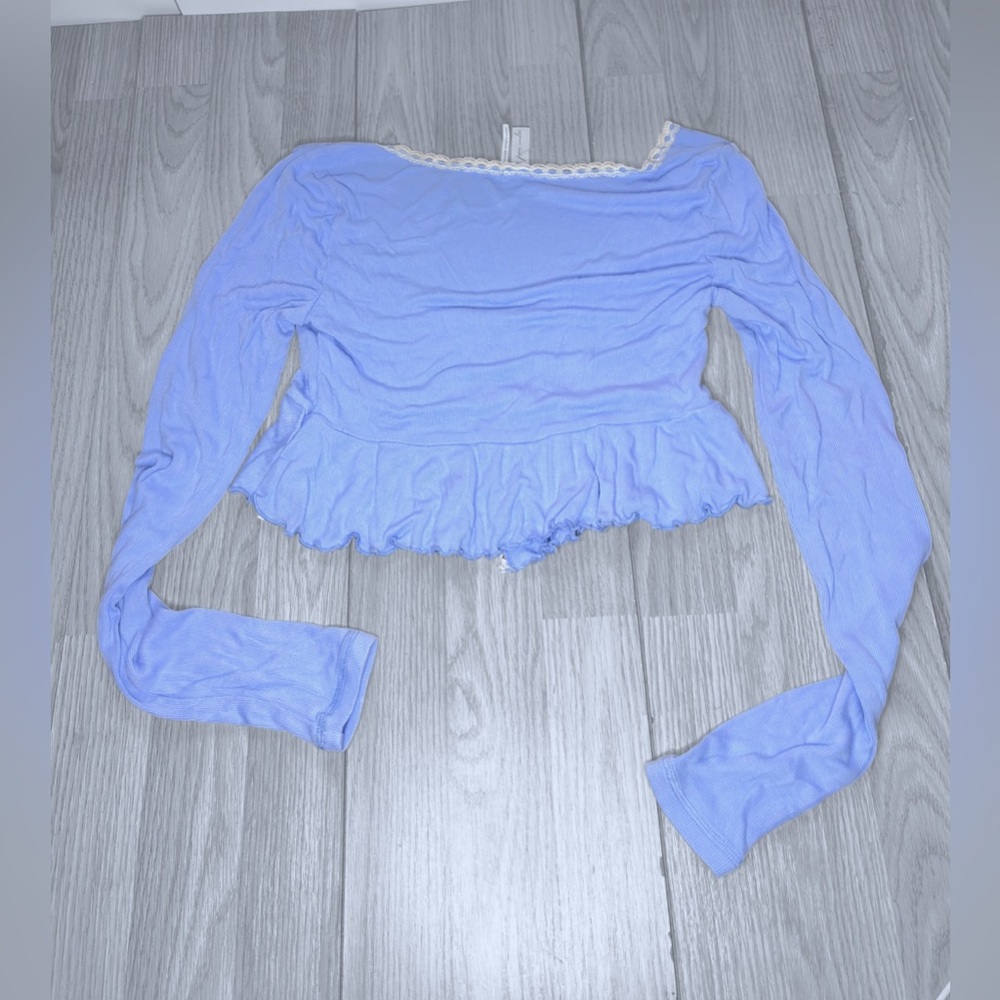 URBAN OUTFITTERS Women’s Long Sleeve Lace Trim Babydoll Top - Picture 3 of 8